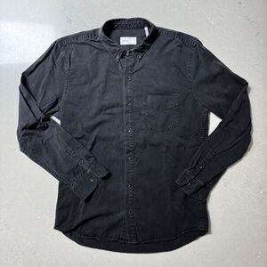 Baldwin Button Up Long sleeve Shirt Oxford Black Made In USA Size Medium